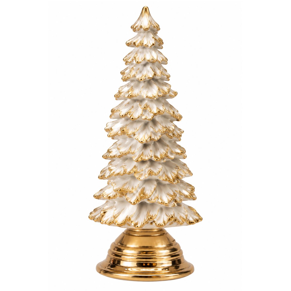 WHITE CHRISTMAS TREE WITH GOLD GLITTER MADE OF POLYRESIN 22CM