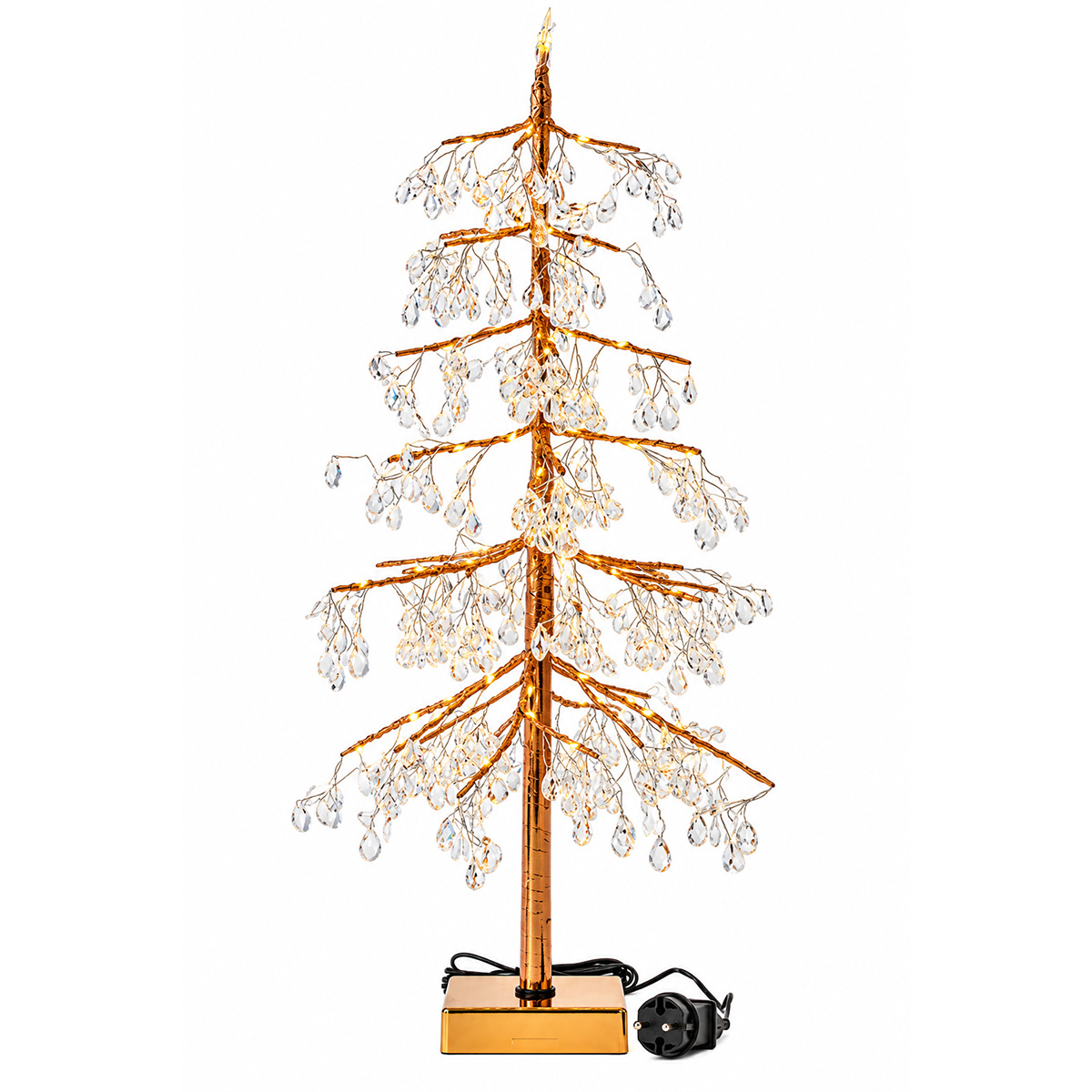 EUROLAMP CHRISTMAS LED DECORATIVE TREE WITH ACRYLIC ORNAMENTS COPPER WARM WHITE 80 MINI LED IP44 Ø30X60CM
