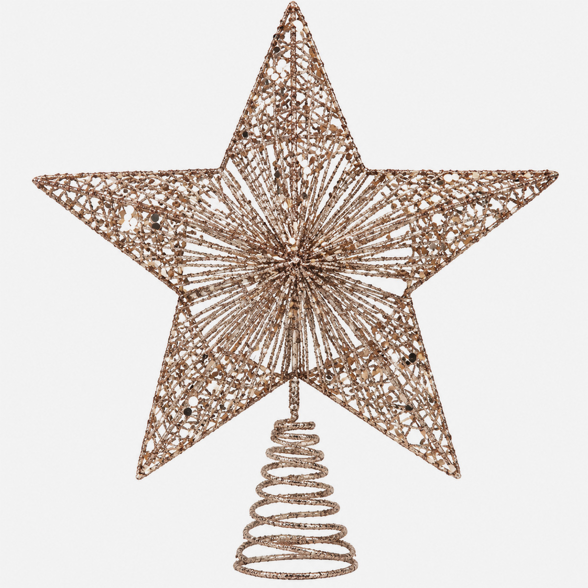 CHRISTMAS ILLUMINATED STAR TREE TOPPER WITH 20 WARM WHITE MINI LED LIGHTS, TIMER & ADAPTOR 30CM IP44