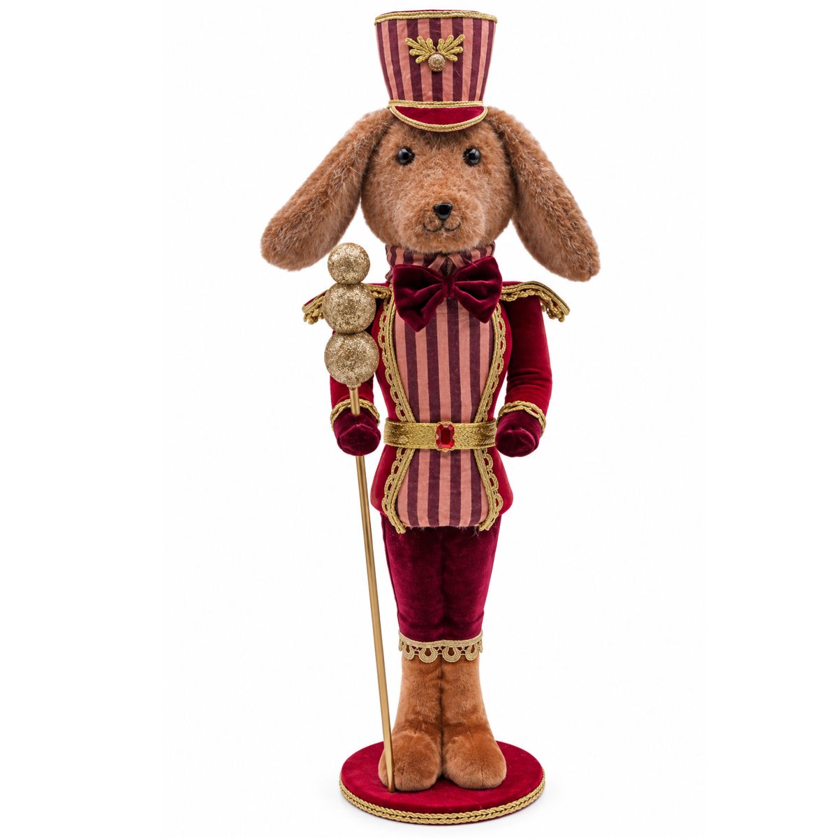 GUARD DOG FIGURE WITH BURGUNDY OUTFIT AND GOLD DETAILS 62CM