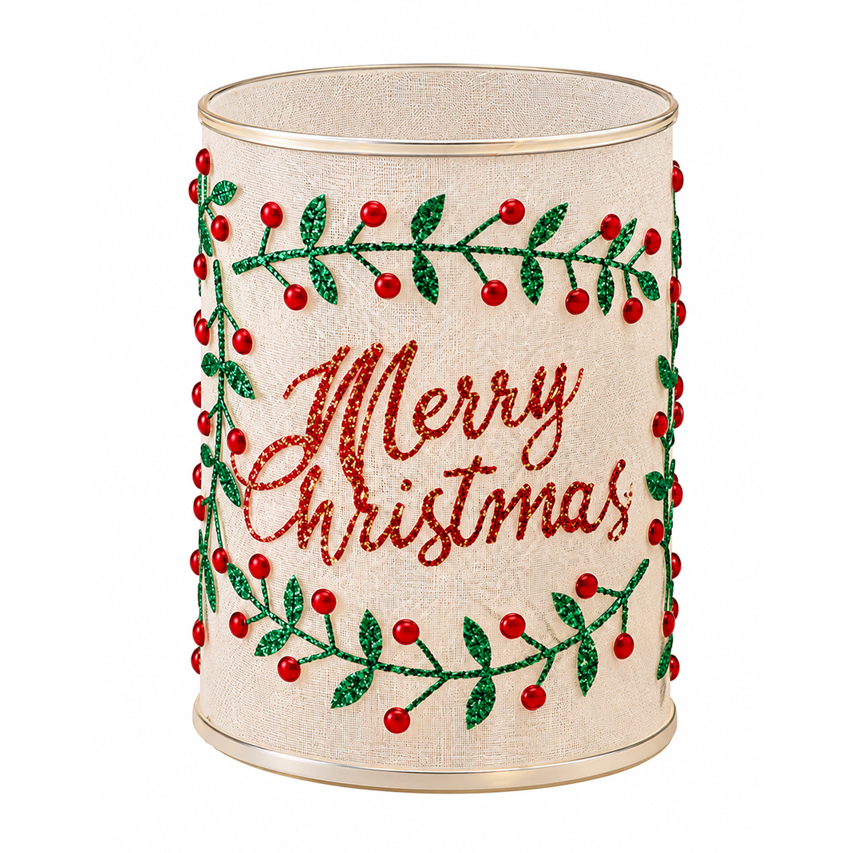 WHITE LIGHTED CANDLE WITH BATTERY "MERRY CHRISTMAS"