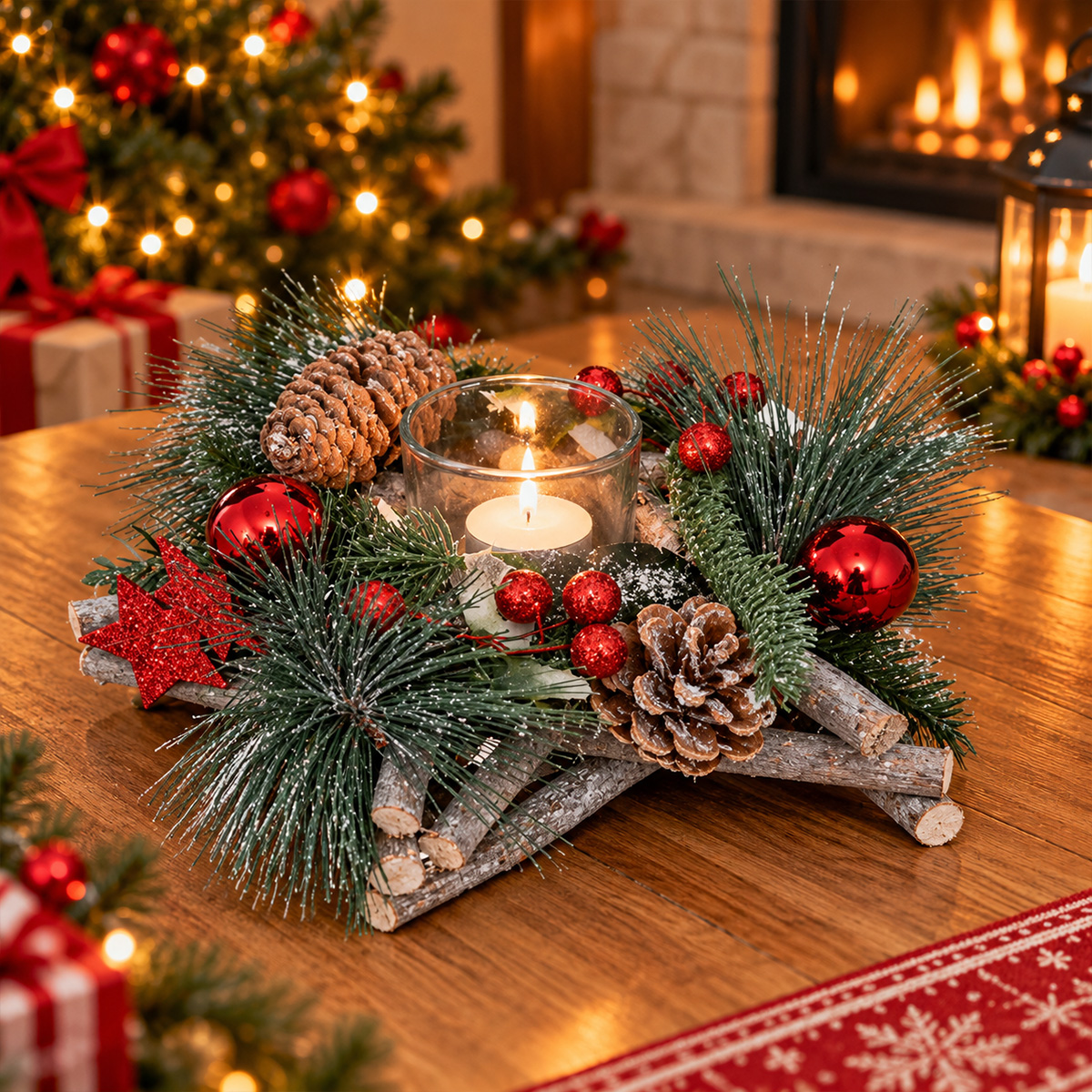 CHRISTMAS CANDLEHOLDER WITH DECORATION H6.3CM - Image 2
