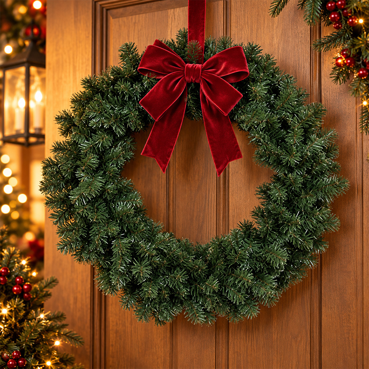 EUROLAMP GREEN PVC CHRISTMAS WREATH 120 CM - Image 2