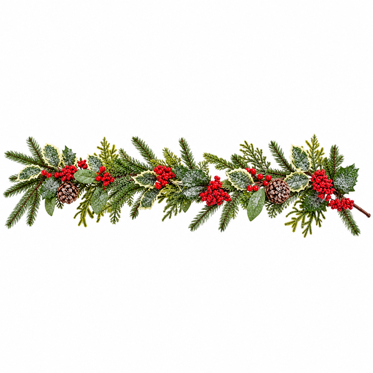 MIXED CHRISTMAS GARLAND WITH LEAVES & BERRIES 150CM