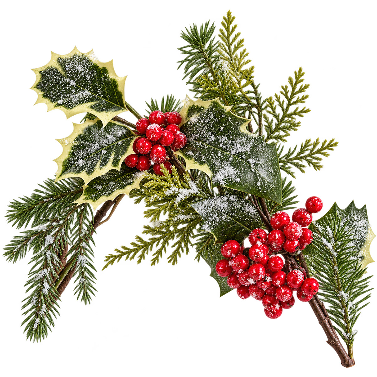 MIXED CHRISTMAS GARLAND WITH LEAVES & BERRIES 150CM - Image 2