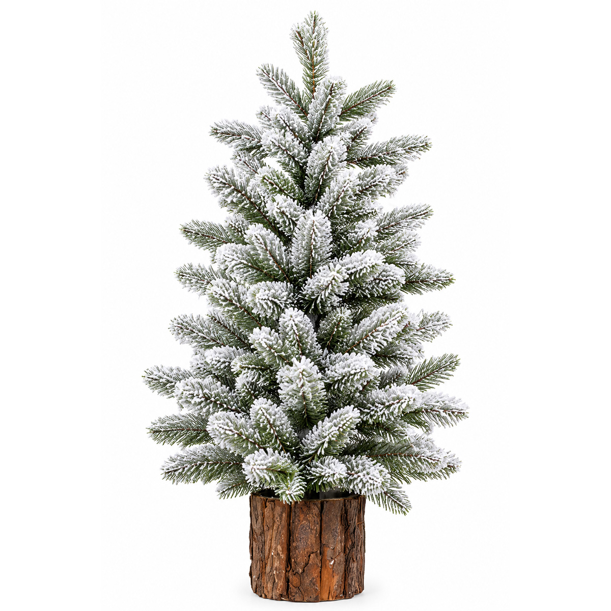 SNOW FLOCKED CHRISTMAS TREE IN WOODEN BASE 61CM