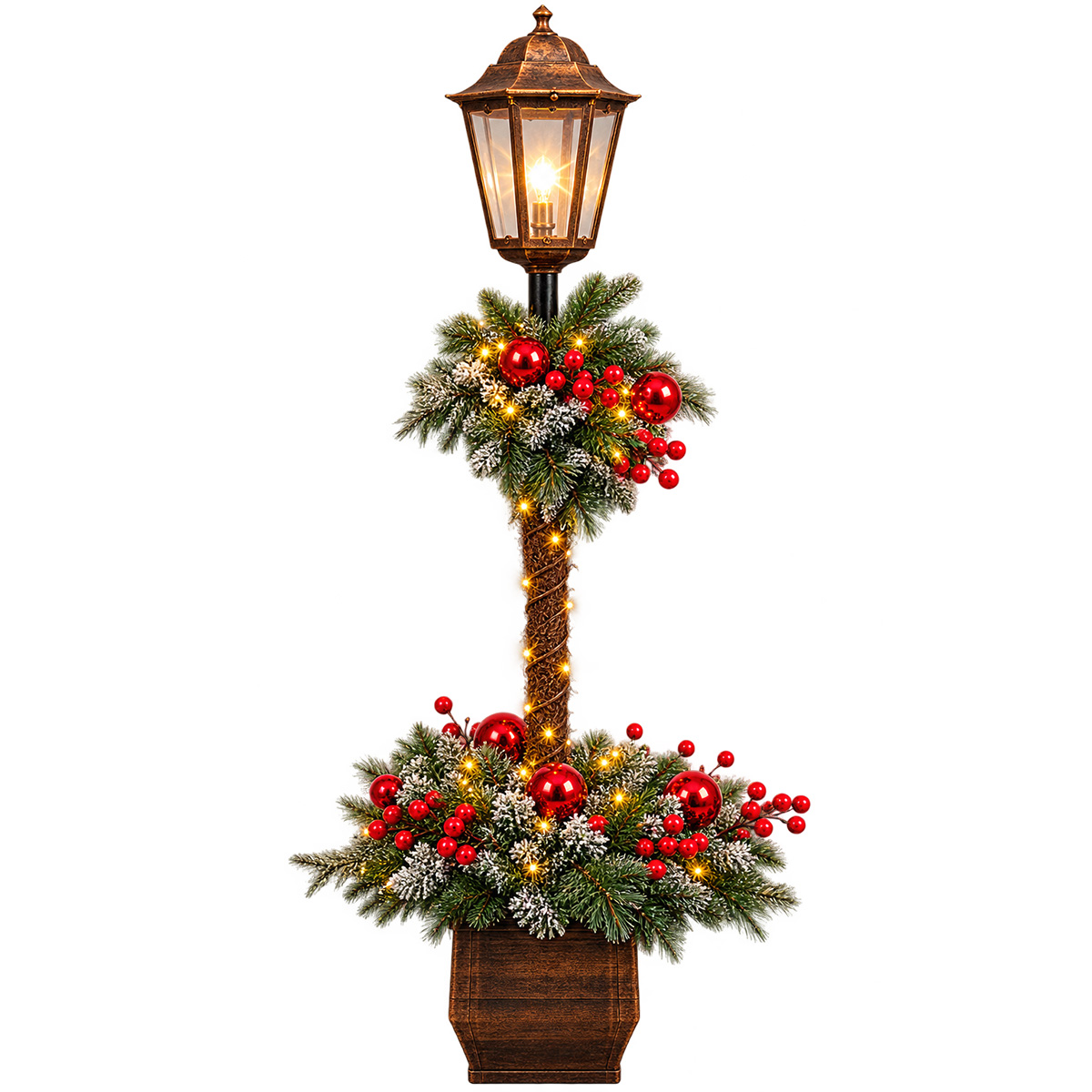 ILLUMINATED CHRISTMAS LAMP POST WITH GARLAND, LED, 120CM