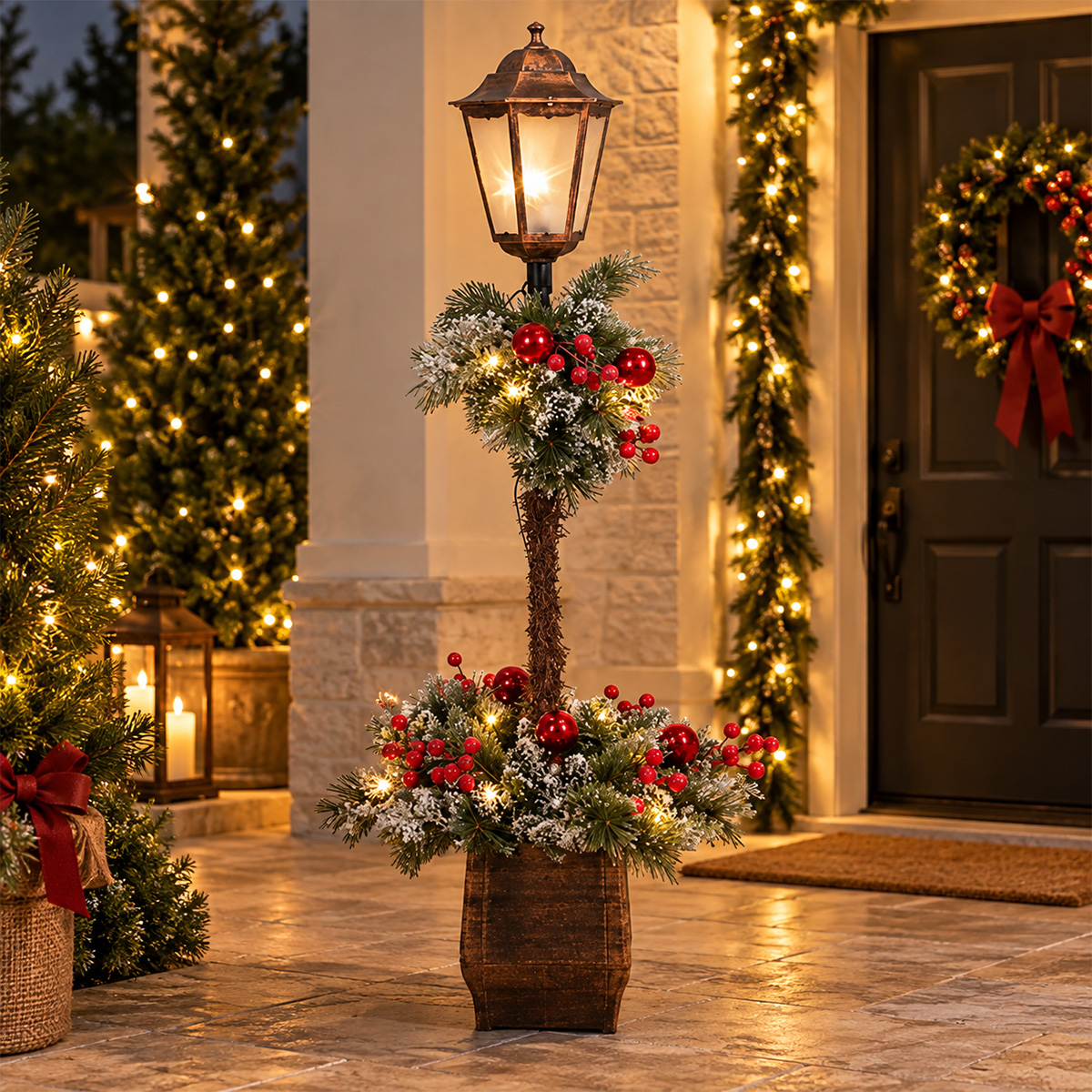 ILLUMINATED CHRISTMAS LAMP POST WITH GARLAND, LED, 120CM - Image 2