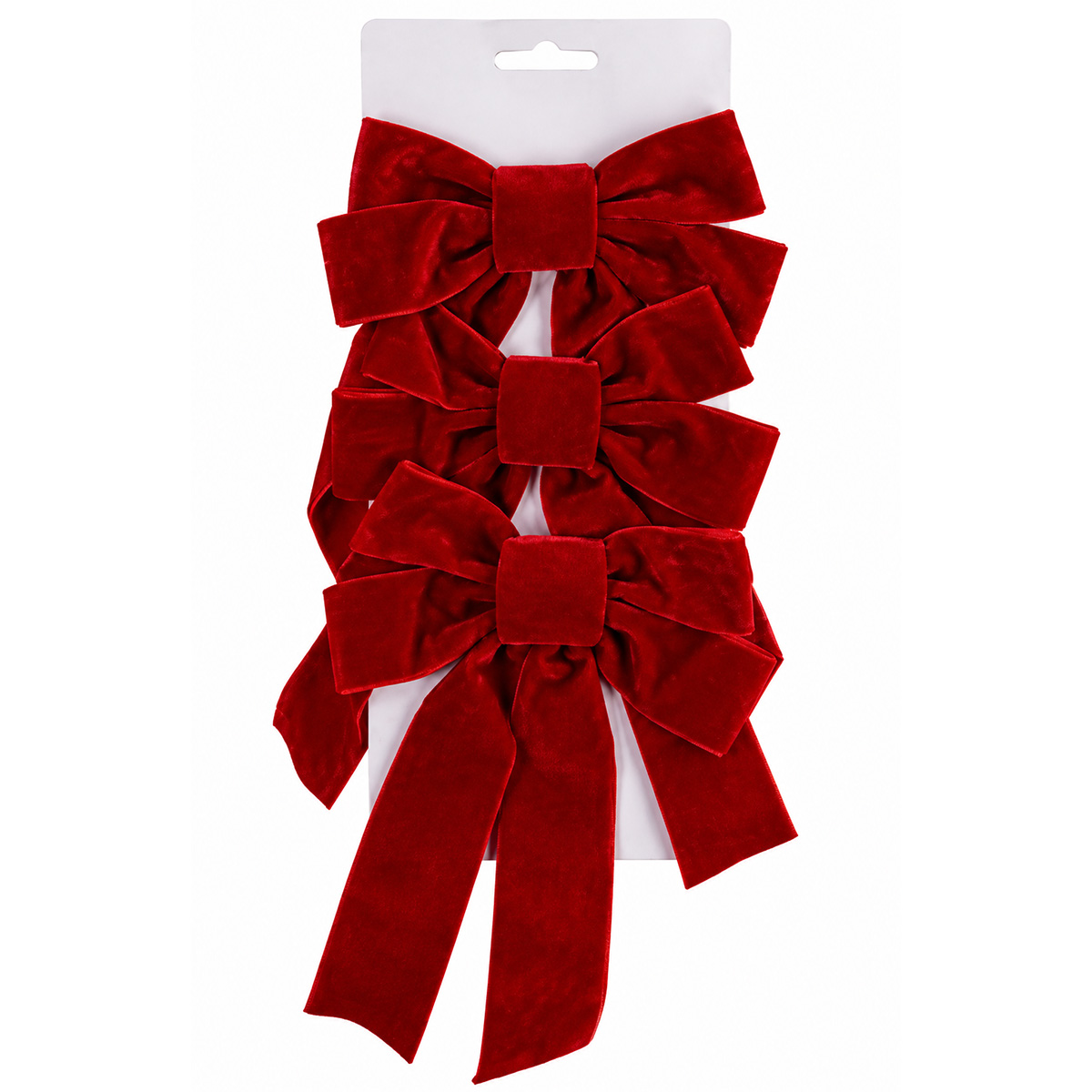 CHRISTMAS RED VELVET BOWS SET OF 3 PIECES 16X24CM