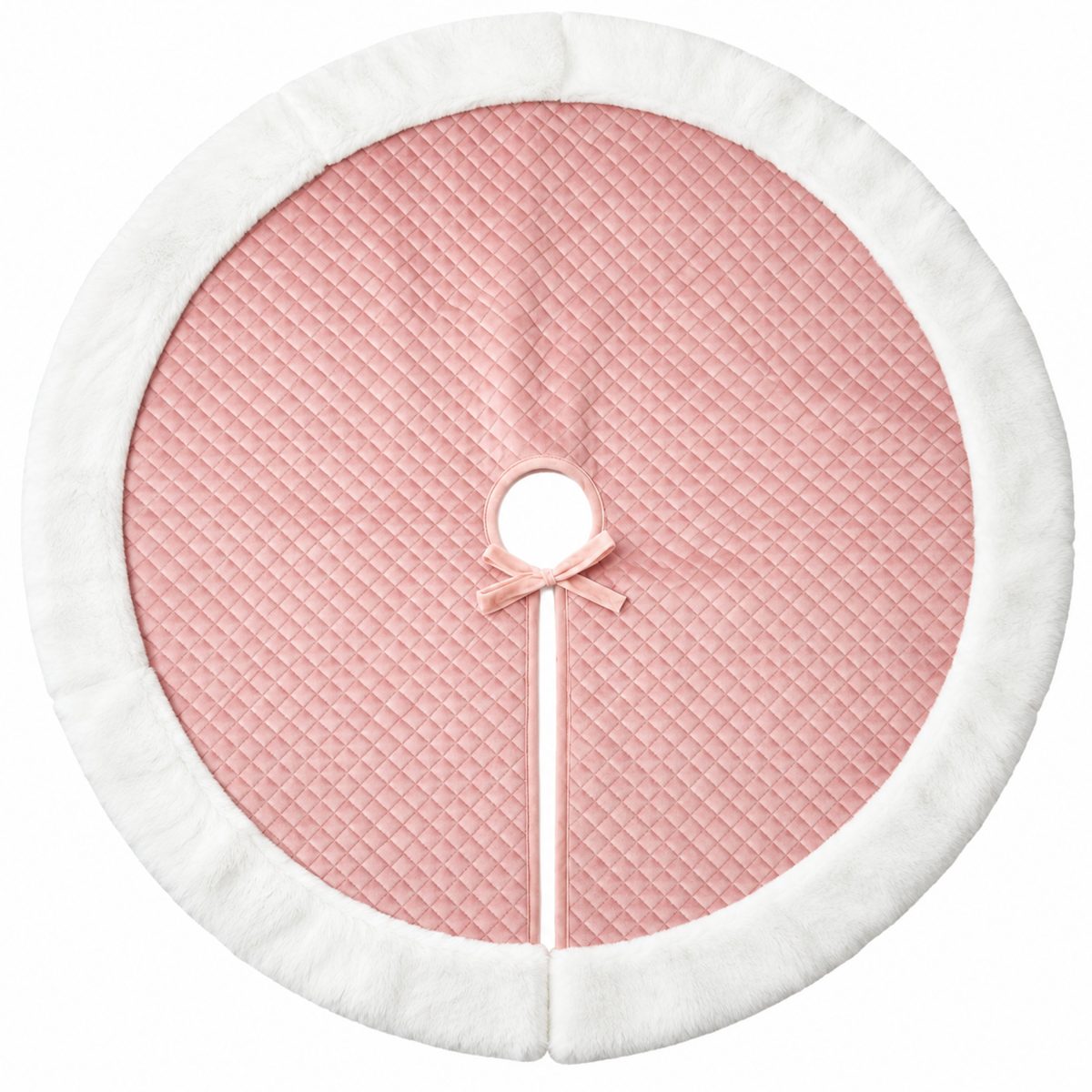 CHRISTMAS TREE SKIRT PINK QUILTED 90CM
