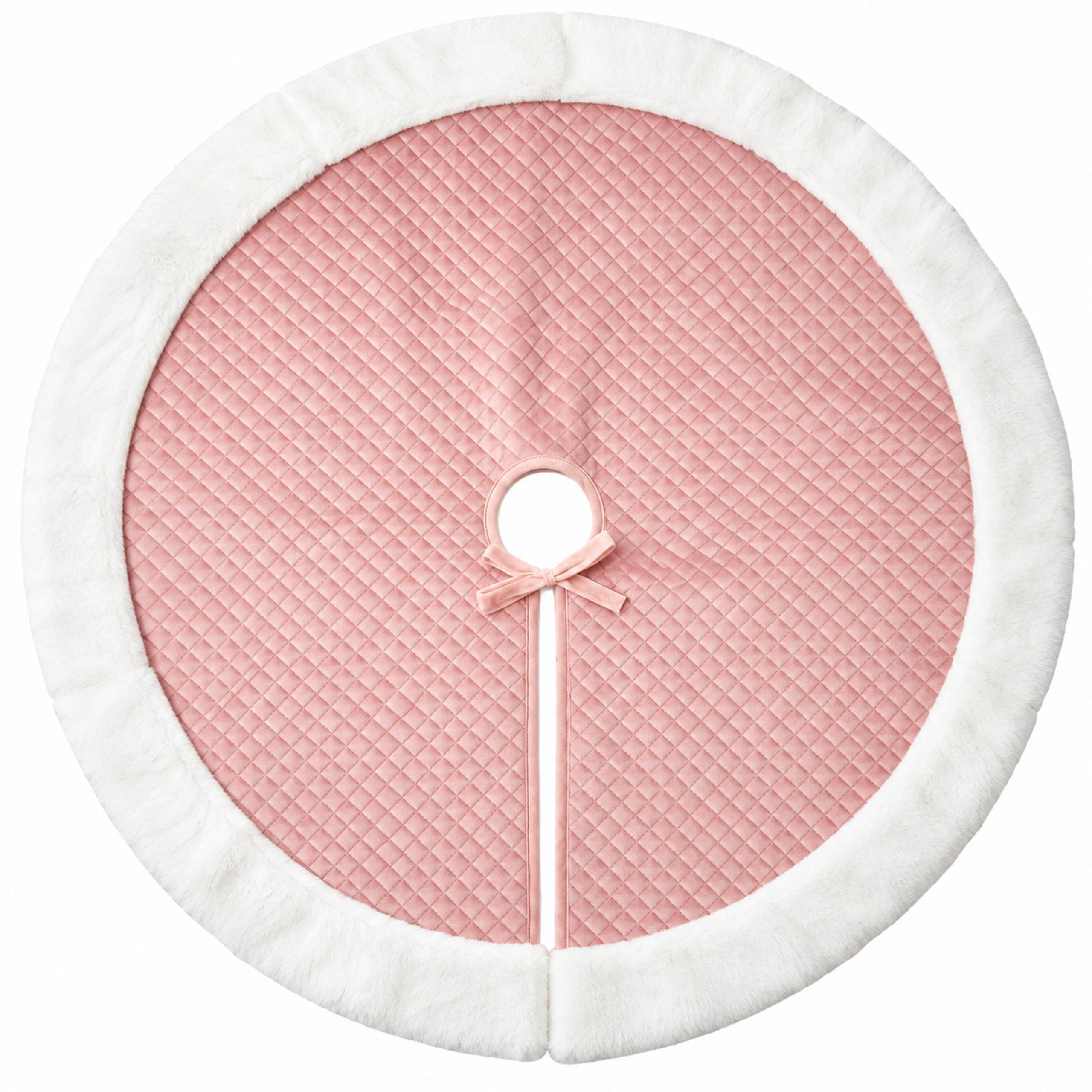 CHRISTMAS TREE SKIRT PINK QUILTED 90CM