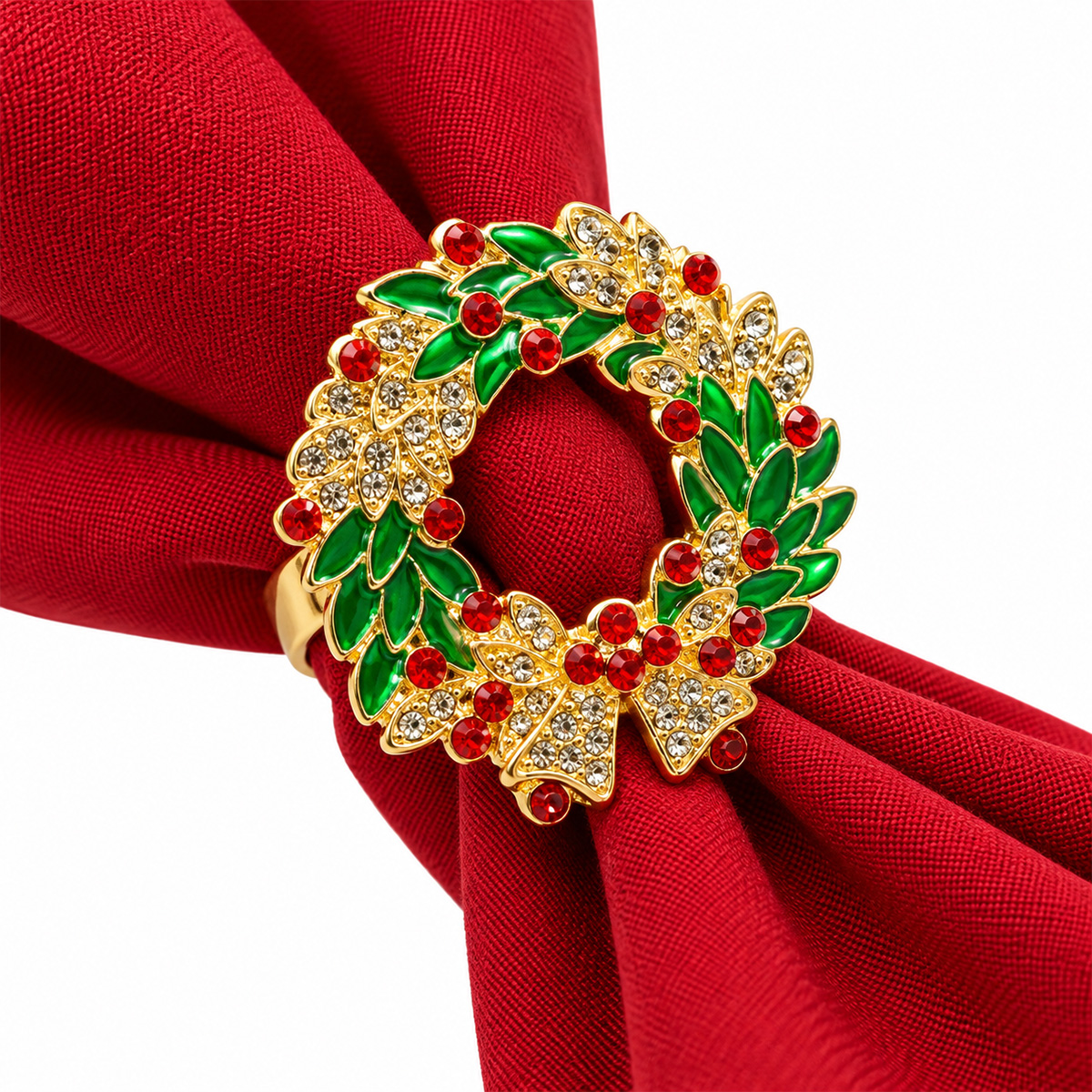 CHRISTMAS WREATH NAPKIN RINGS 4 X 4 X 4 CM SET OF 4 - Image 2