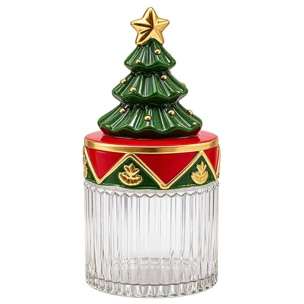 CHRISTMAS COOKIE JAR WITH CHRISTMAS TREE LID 11 X 10 X 25 CM