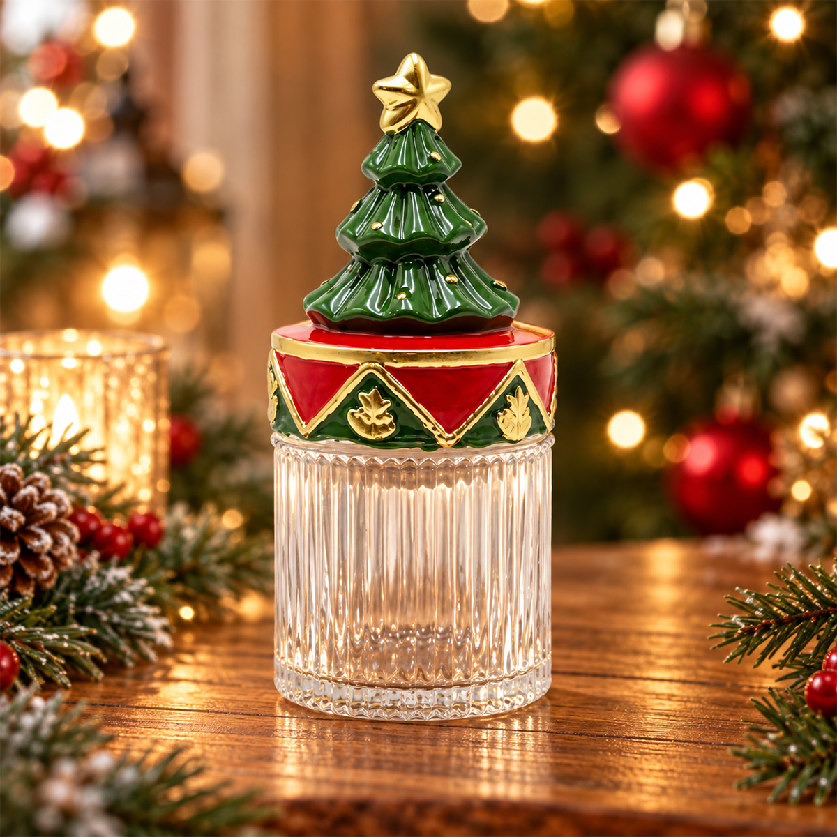 CHRISTMAS COOKIE JAR WITH CHRISTMAS TREE LID 11 X 10 X 25 CM - Image 2