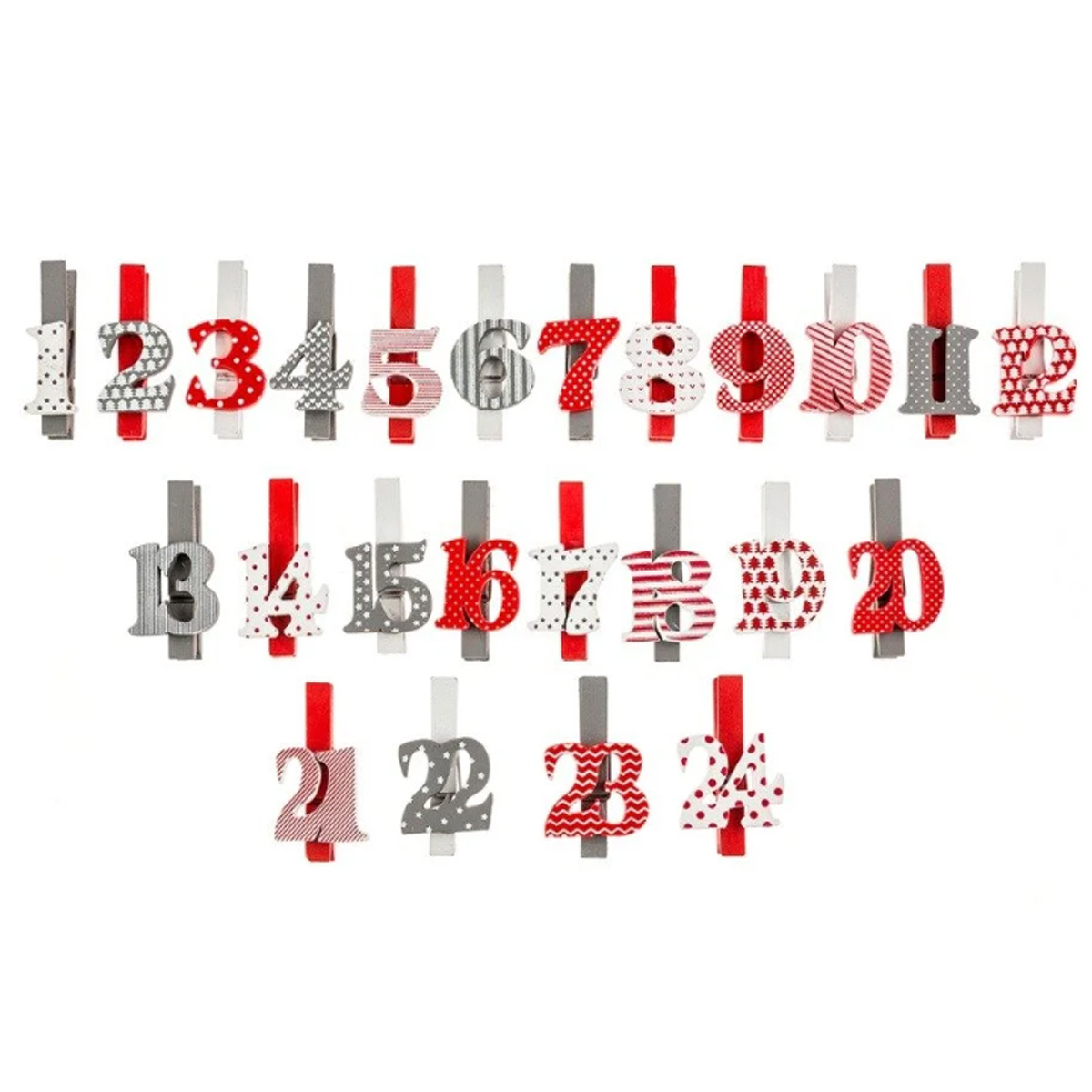 WOODEN NUMBER CLIP X24