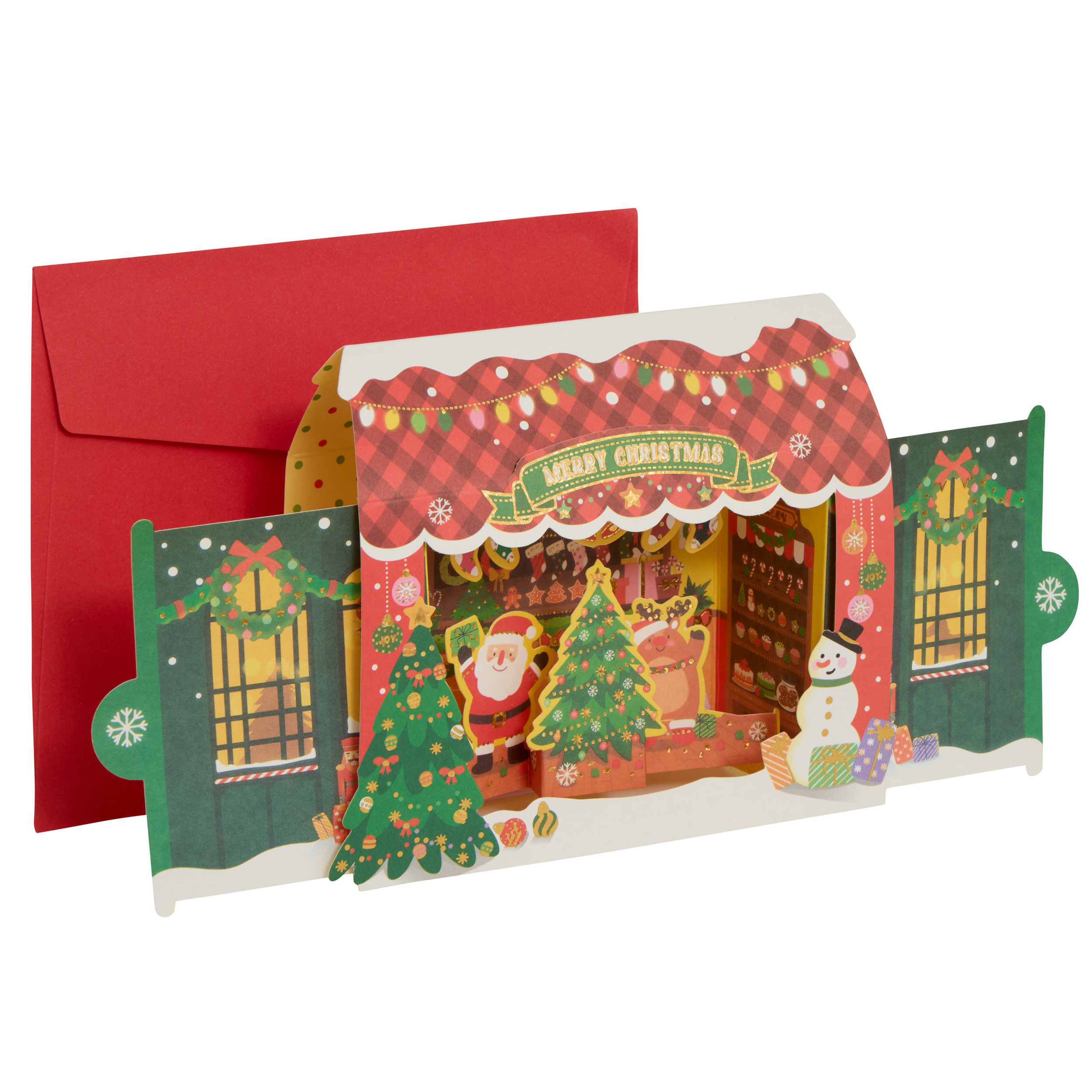 CHRISTMAS CARD 3D SANTAS HOUSE 30.5X14.5CM - Image 2