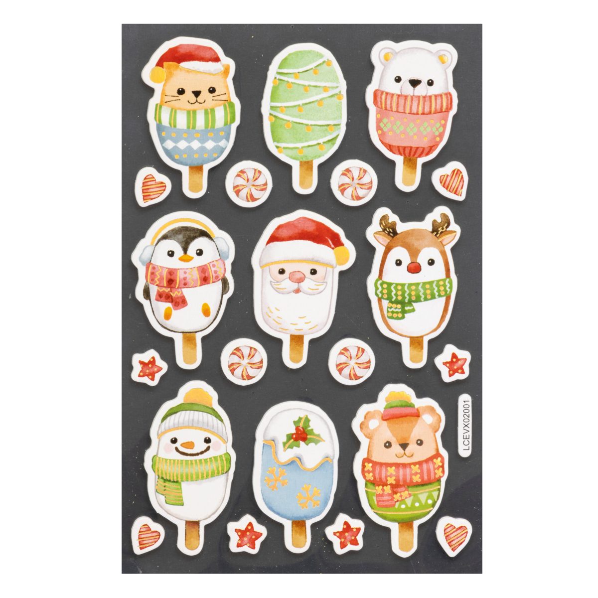 CHRISTMAS STICKERS WITH ICE CREAM CHARACTERS