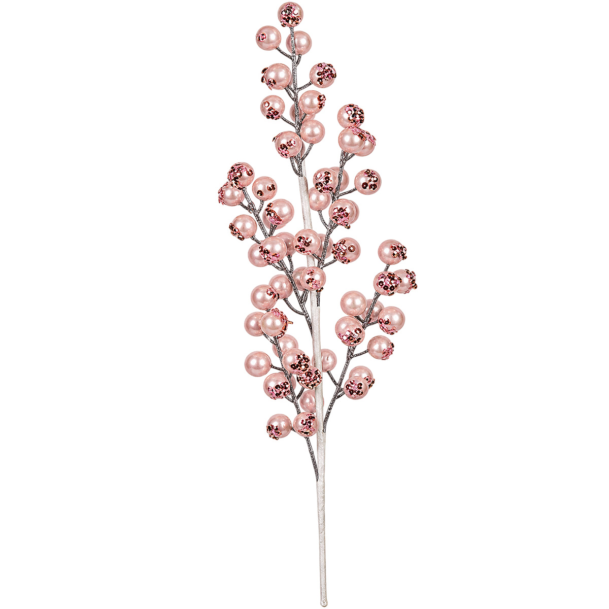 CHRISTMAS BRANCH WITH PINK PEARL BERRY, 58CM