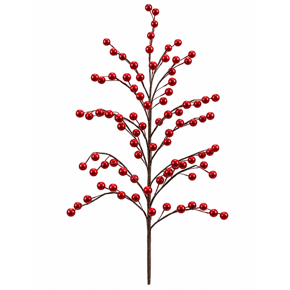 CHRISTMAS DECORATIVE BRANCH WITH METALLIC RED BERRIES 79CM