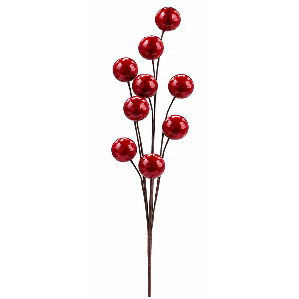 CHRISTMAS DECORATIVE BOUQUET BRANCH WITH METALLIC RED BERRIES 72CM