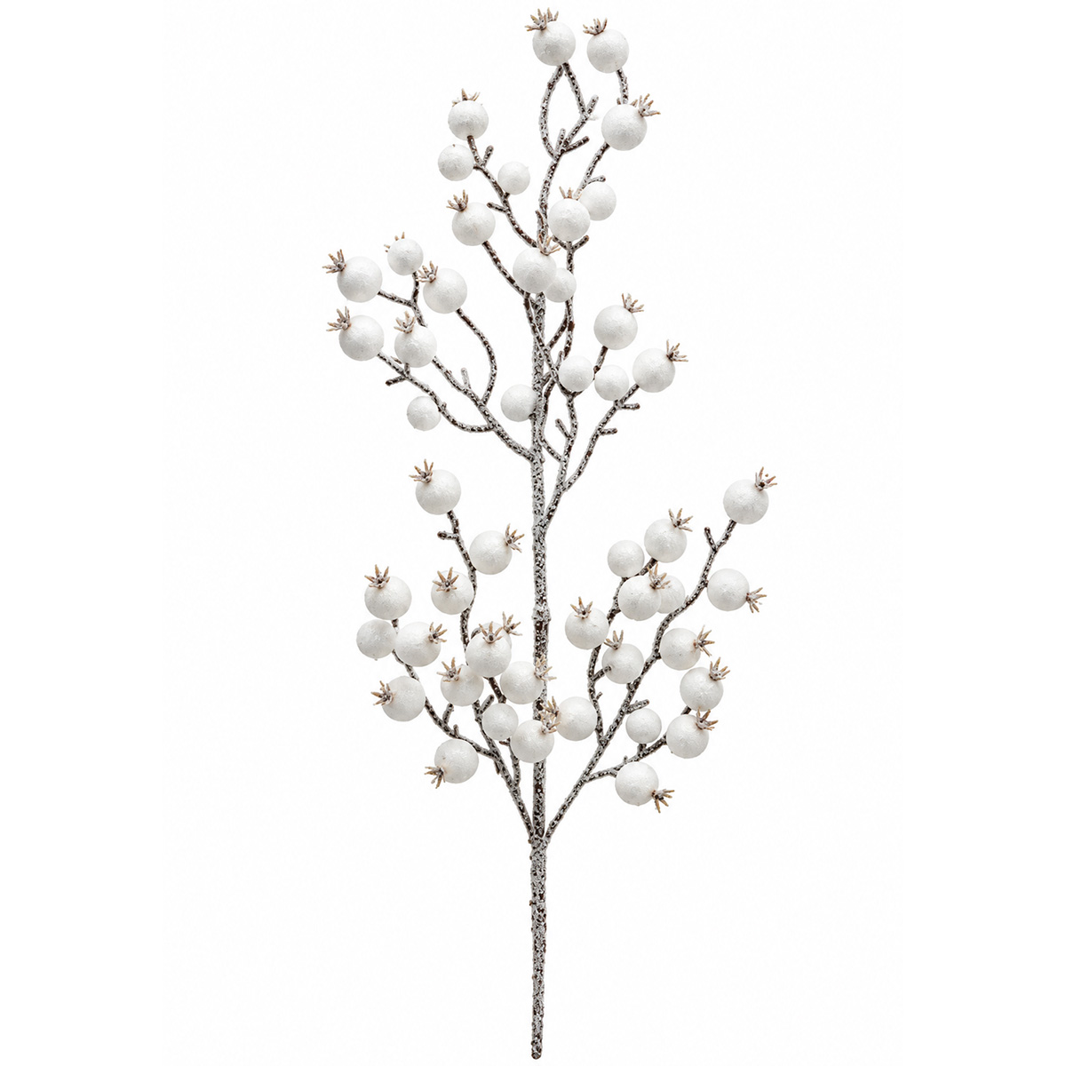 CHRISTMAS SNOW-COVERED WHITE BERRY BRANCH 75CM