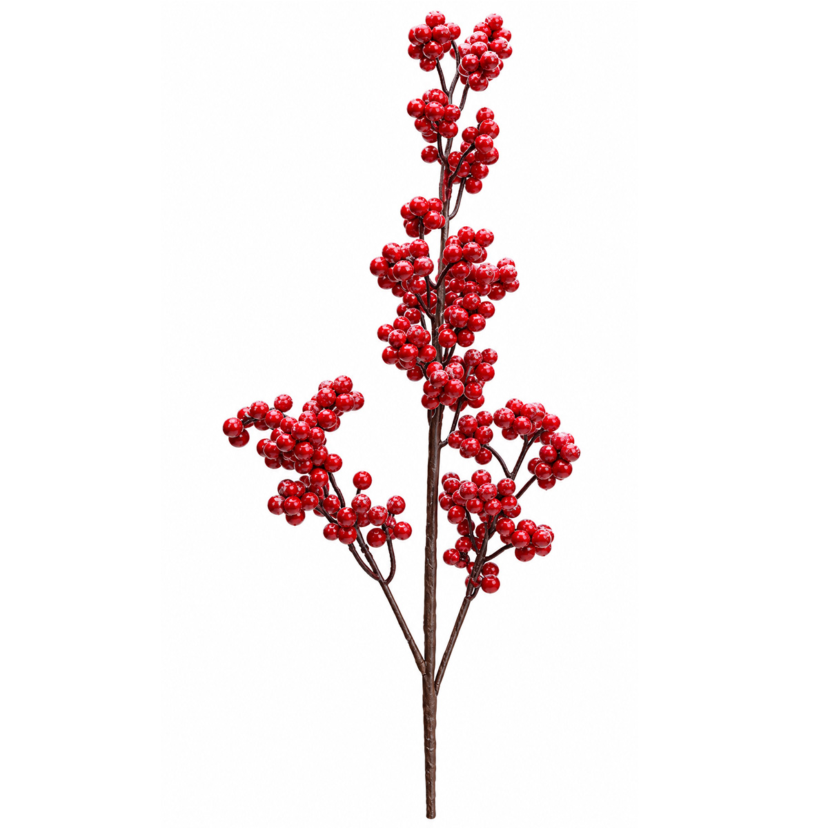 CHRISTMAS DECORATIVE BRANCH WITH SMALL METALLIC RED BERRIES 59CM
