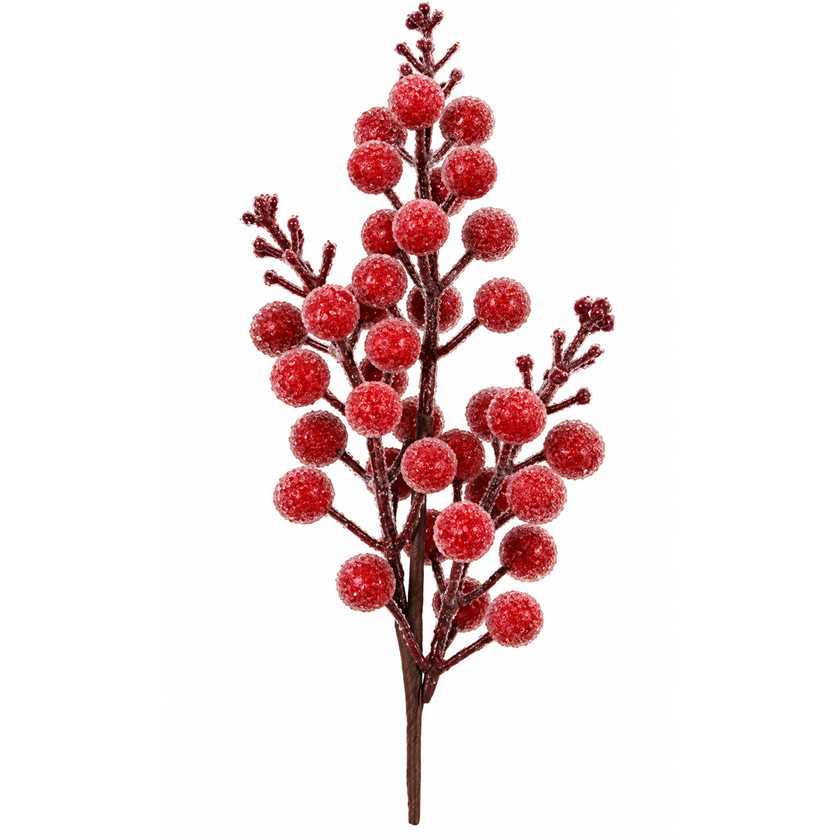 CHRISTMAS DECORATIVE BRANCH WITH FROSTED RED BERRIES 32CM