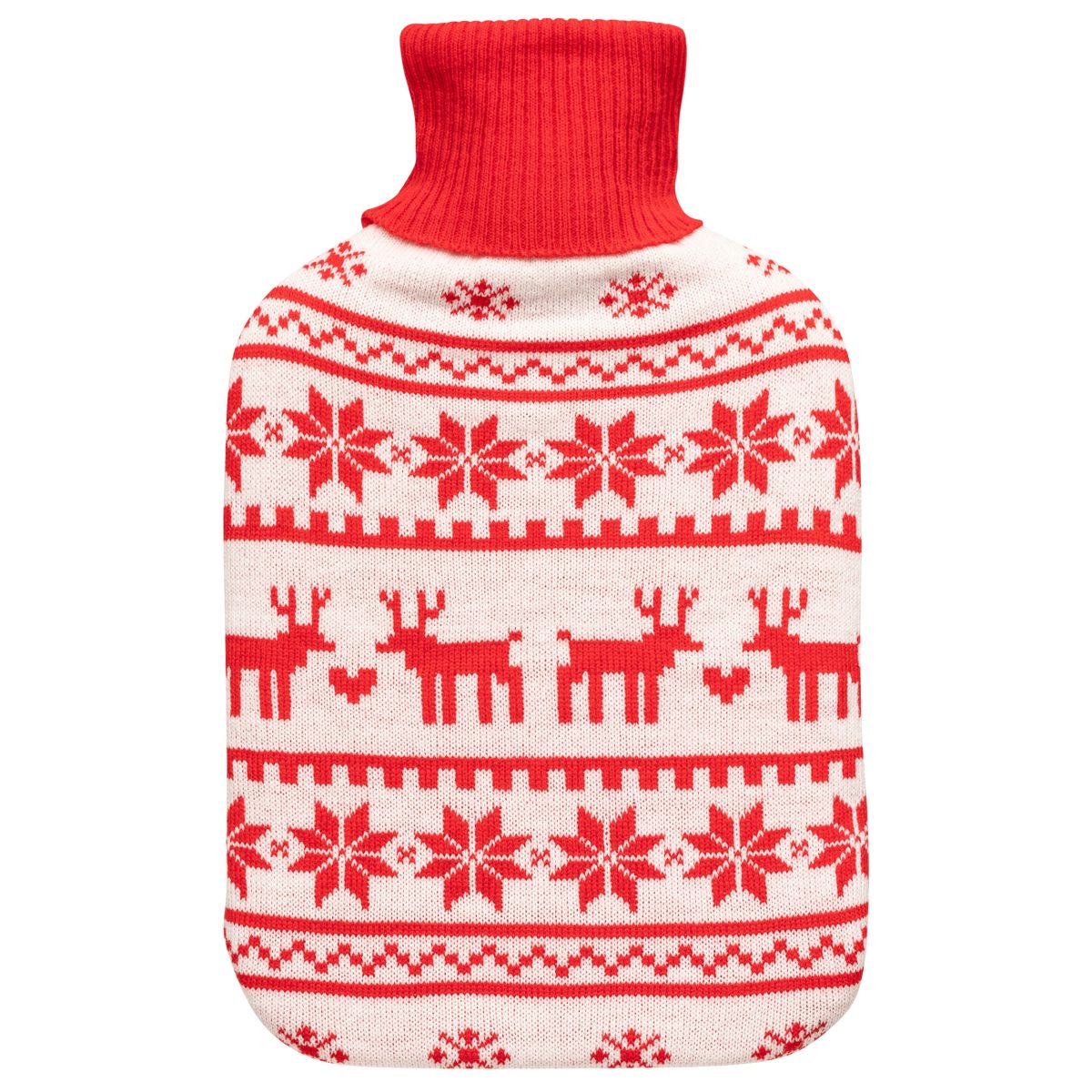 CHRISTMAS HOT WATER BOTTLE WHITE WITH RED RUDOLPH DESIGN 1,7L