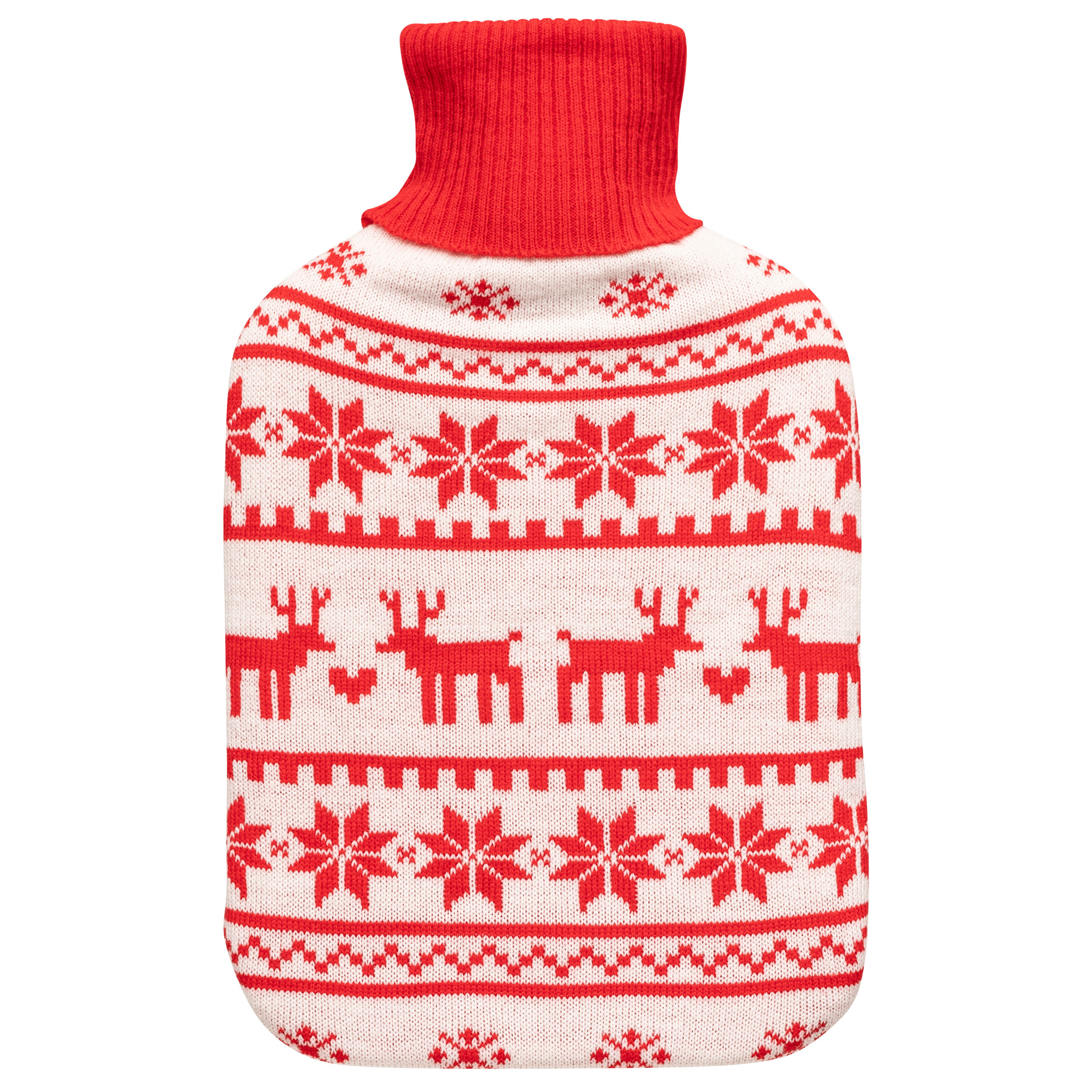 CHRISTMAS HOT WATER BOTTLE WHITE WITH RED RUDOLPH DESIGN 1,7L